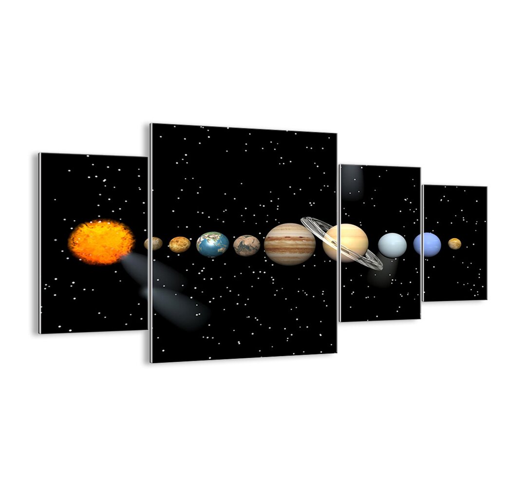 4-tlg. Glasbilder-Set - Grafikdruck „Solar System”