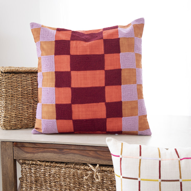 Coussin décoratif en polyester, Jaune / ivoire / beige / bleu, Housse de coussin seulement - sans coussin