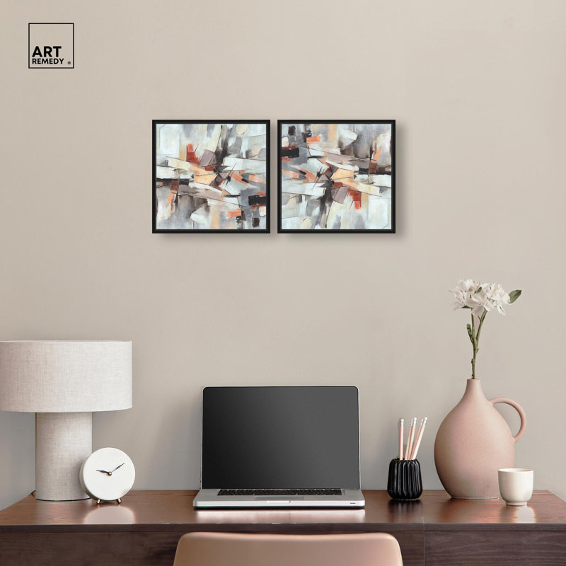 Out of Time Set Canvas Modern Boho by Art Remedy, Black Floater Framed, 13" H x 13" W