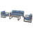 Adden 4-Piece Hand-Painted Aluminum Outdoor Conversation Set With Loveseat, Blue Cushions And Coffee Table-122879143-122881293