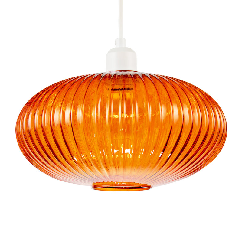 17cm H Glass Oval Pendant Shade ( No Direct Attachment Method ), Orange