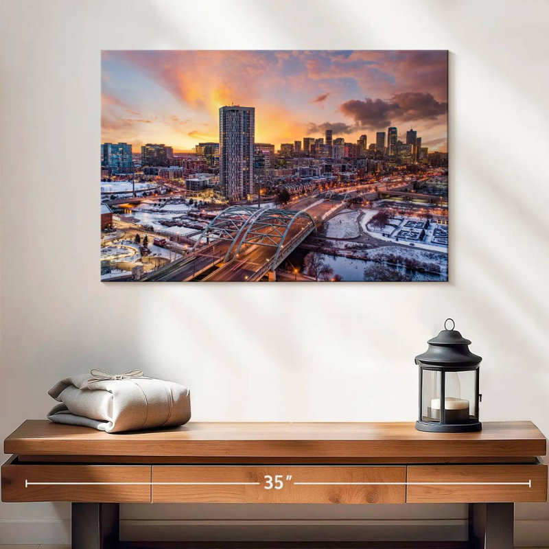 Coucher de soleil d'hiver Sireci Denver, H 16 po x l 24 po