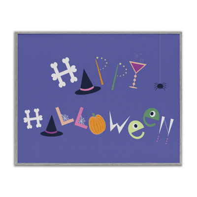 Giclée encadrée éclectique «Happy Halloween», design par Sazerelli Designs