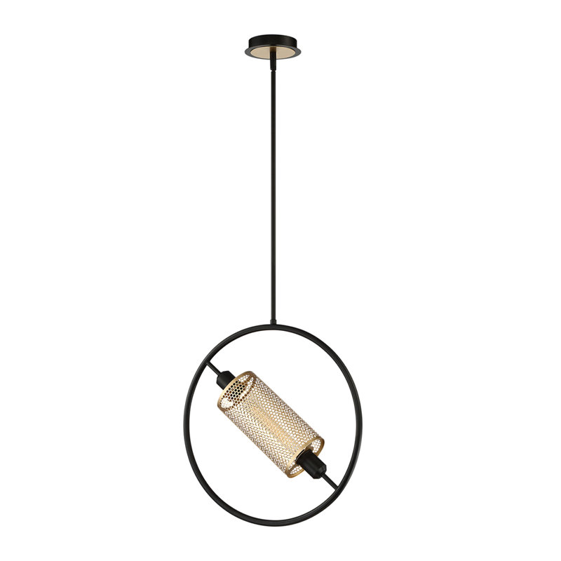 Luminaire suspendu sphérique unique à 1 lumière, H 21,5 po x l 14,5 po x P 5 po