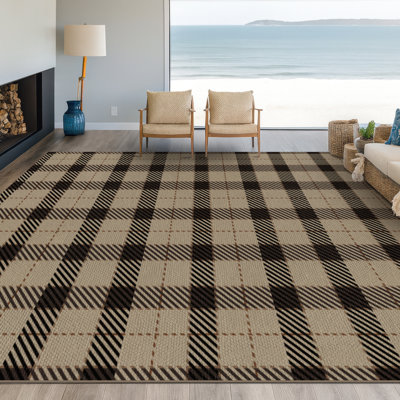 Tapis d'extérieur Easy Jute 8 x 10 - Sage vert beige ferme Tartan