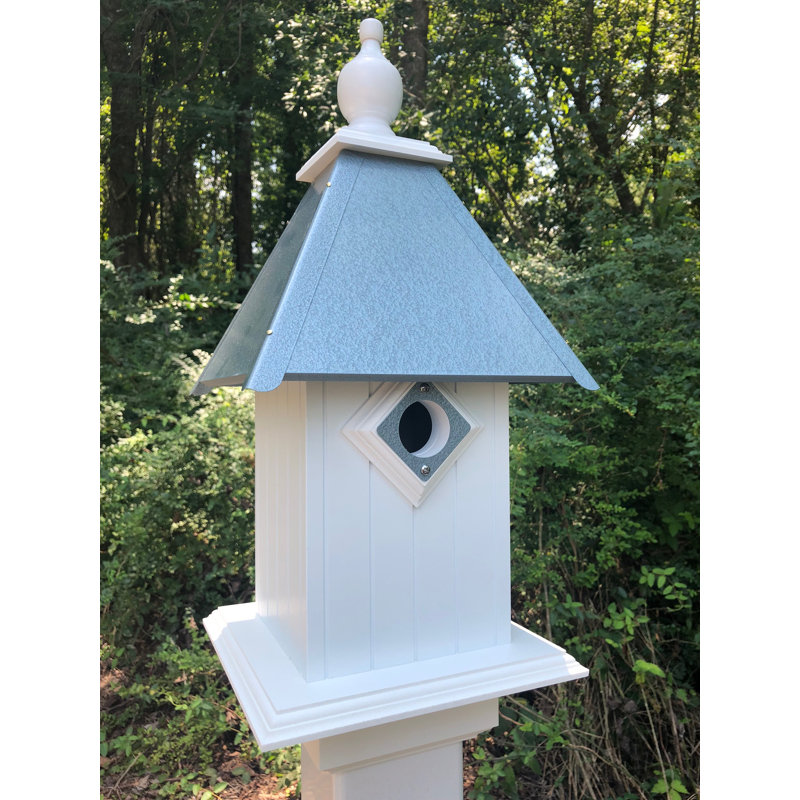 Fort Calhoun 22'' H x 13.25'' W x 13.25'' D Post Rust Resistant Birdhouse, Light Blue