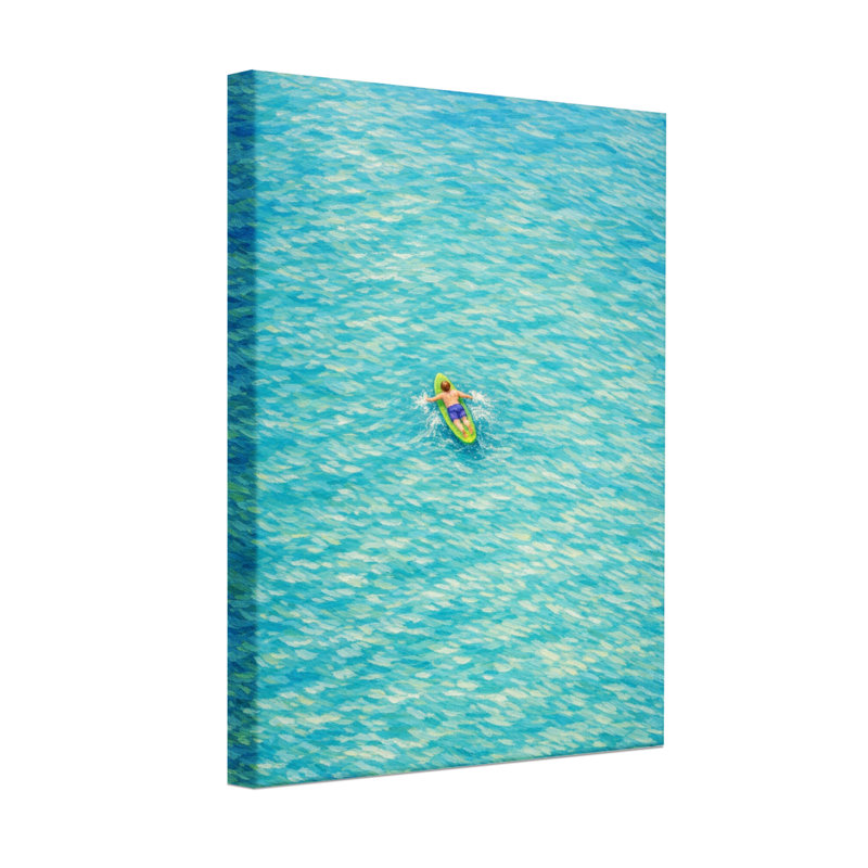 Scénique et paysages urbains océaniques kayakistes flottant sur des eaux calmes, H 30 po x l 20 po