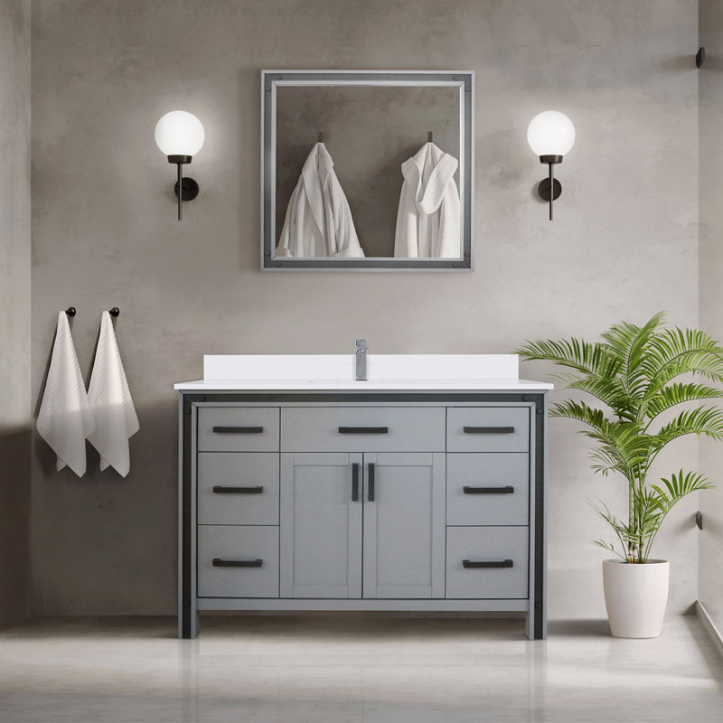 Meuble-lavabo de salle de bain 48 po X P 22 po D, avec plateau en quartz blanc