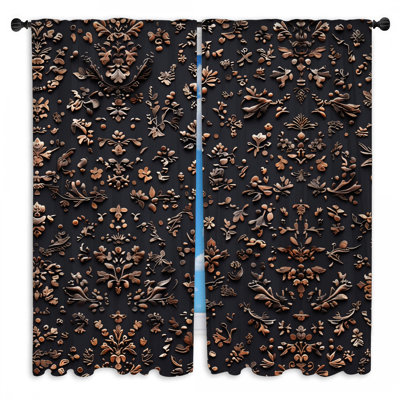 Rideaux de fenêtre bronze à motifs floraux transparents et obscurcissant - 2 panneaux