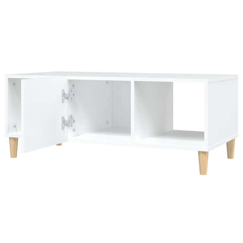 Four Leg Coffee Table with Storage, White/Brown