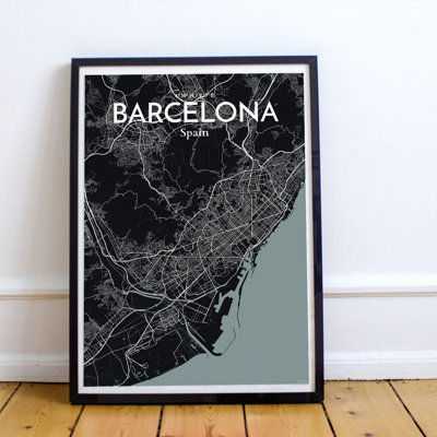 Barcelona City Map - No Frame Print