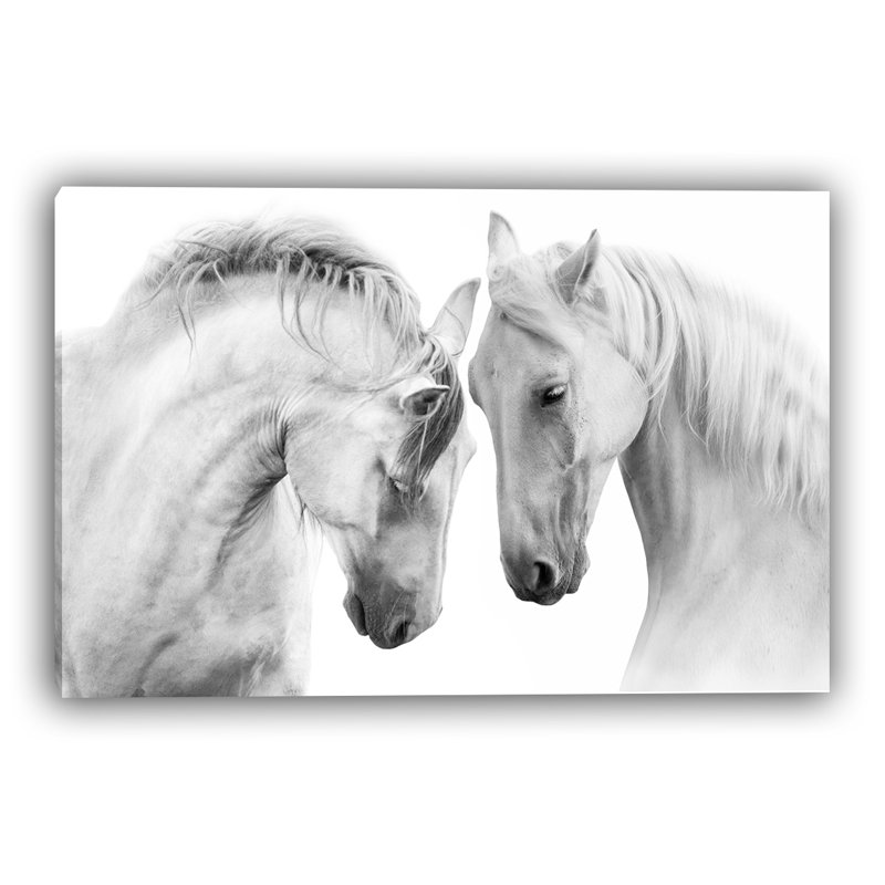 «Graceful Companions - Black and White Horse», art sur toile