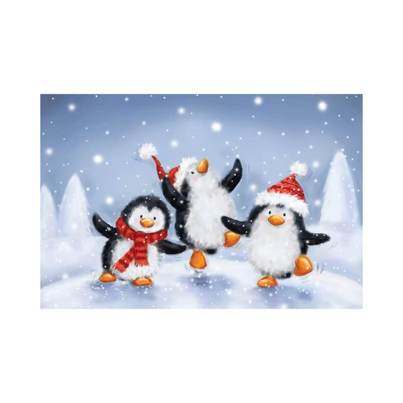 Three Penguins II by MAKIKO - Wrapped Canvas Print, 20.32 cm H x 30.48 cm W