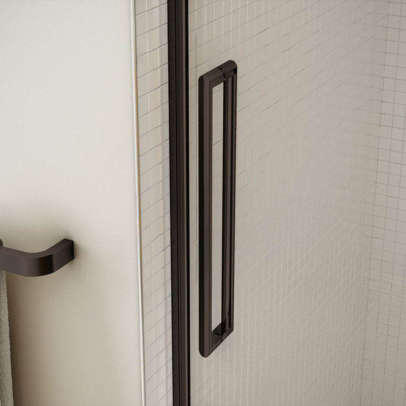 Halo 79 in. H Single Added Semi-Frameless Shower Door with Header and Clear Glass, Dark Bronze