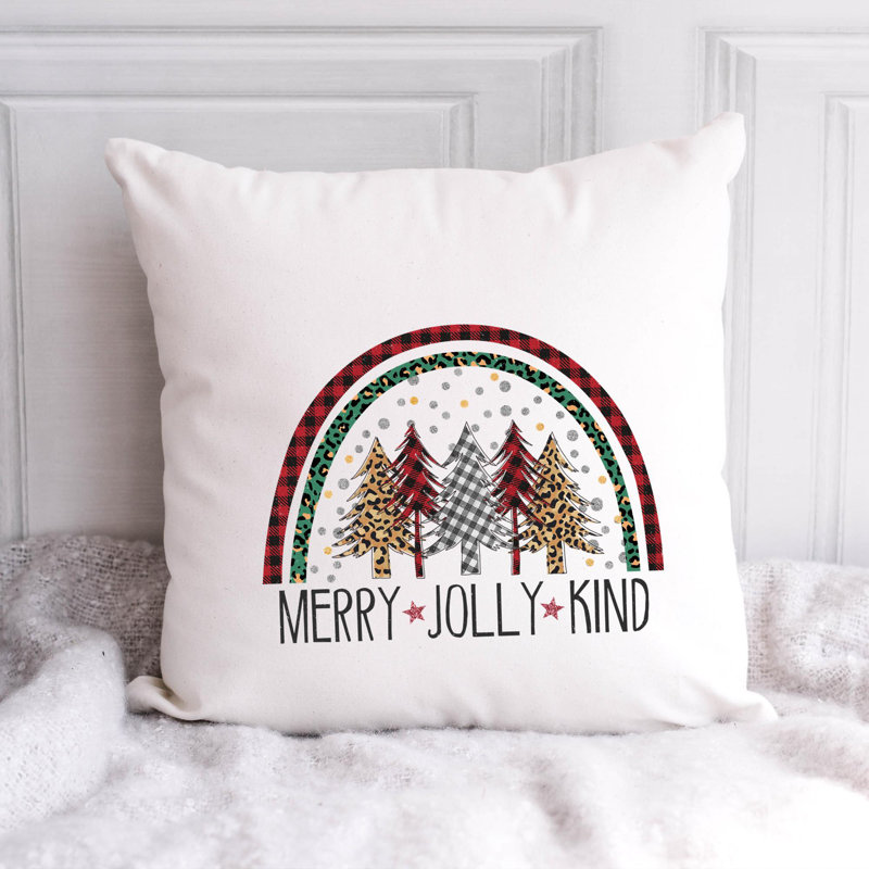 Christmas Rainbow4 Reversible Throw Pillow, 14" x 14"