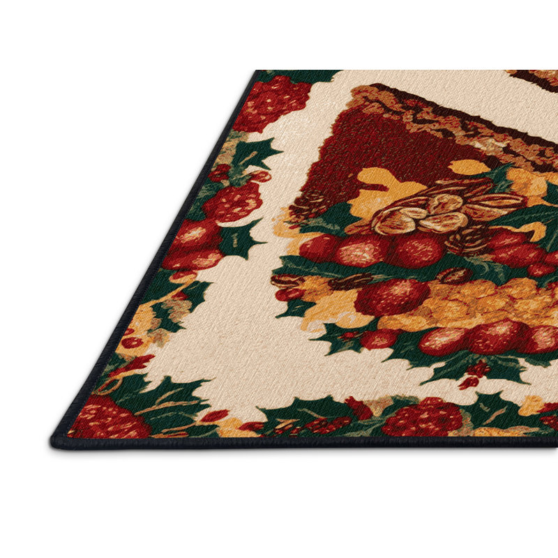 Washable Fruit cake Desserts Area Rug, Round 5'