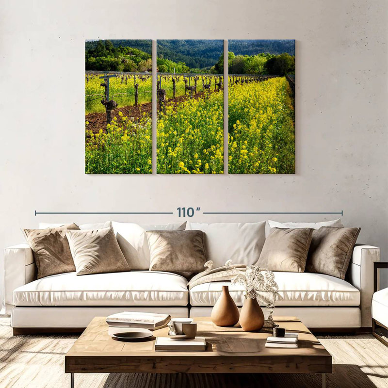 Alvord Yellow Mustard And Grapevines, 48" H x 74" W