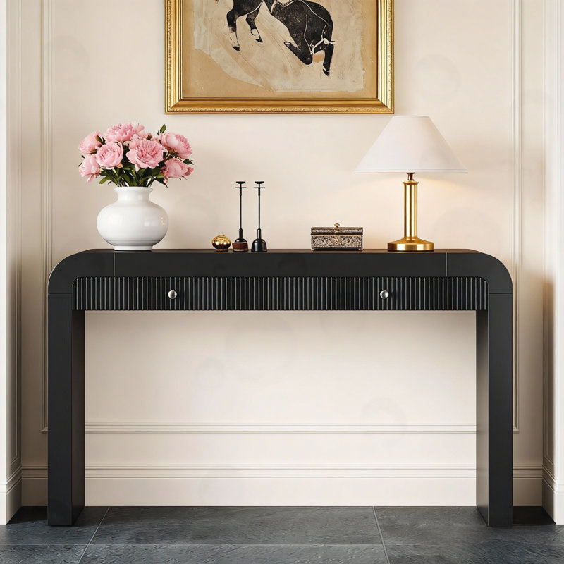 Ivywood with Fluted Drawer Front, Black