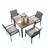 All Weather 5-Piece Patio Dining Table Sets, Patio Conversation Set Acacia Wood Table Top With Umbrella Hole, Rattan Outdoor
