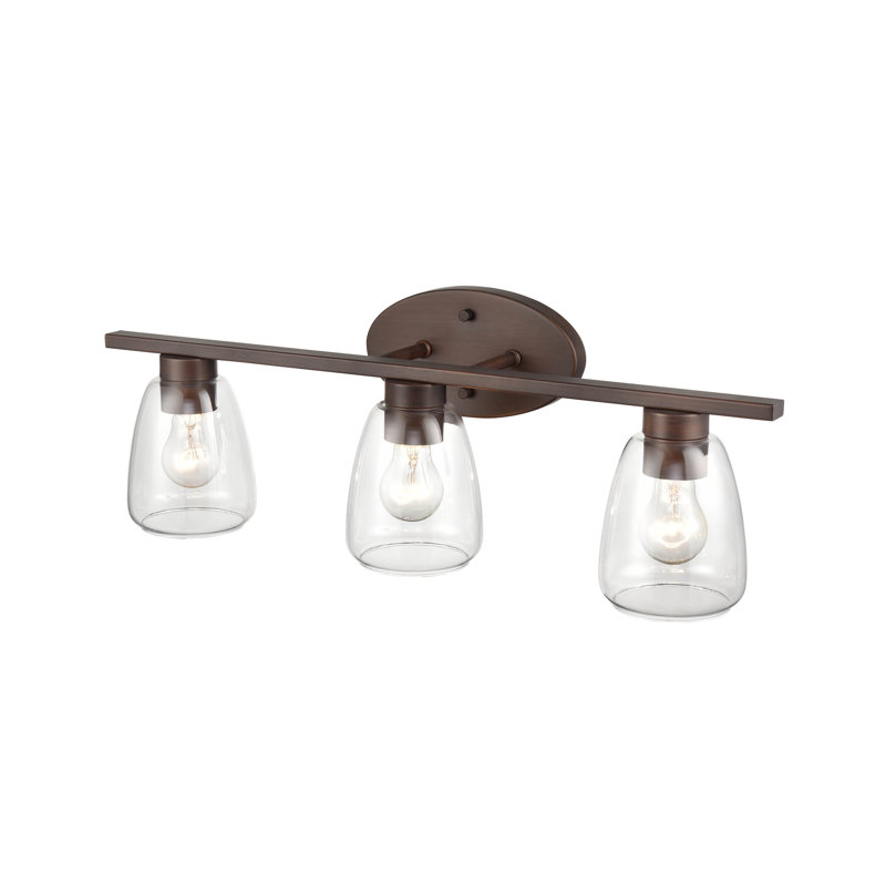 Éclairage pour salle de bain à 3 lumières en nickel satiné à intensité variable Kovary, Bronze huilé