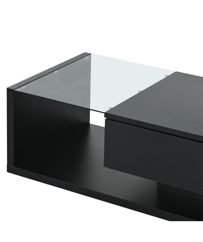 Table basse en verre trempé Modern Table de salon, Noir