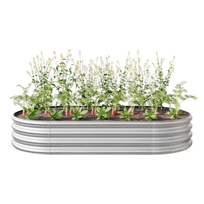 Stavya Metal Raised Garden Bed, Silver, 11.42" H x 88.98" W x 44.68" D
