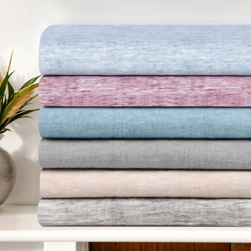 Superior Melange Flannel Cotton Two-Toned Fuzzy Warm Deep Pocket Sheet Set, Twin XL Sheet Set with 1 Pillowcase, Blue
