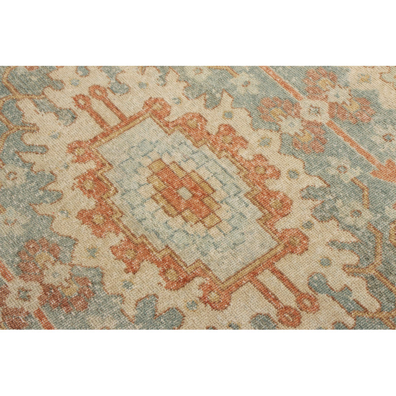 Distressed Homage Hand Knotted Wool Geometric Area Rug, Rectangle 6' x 9'