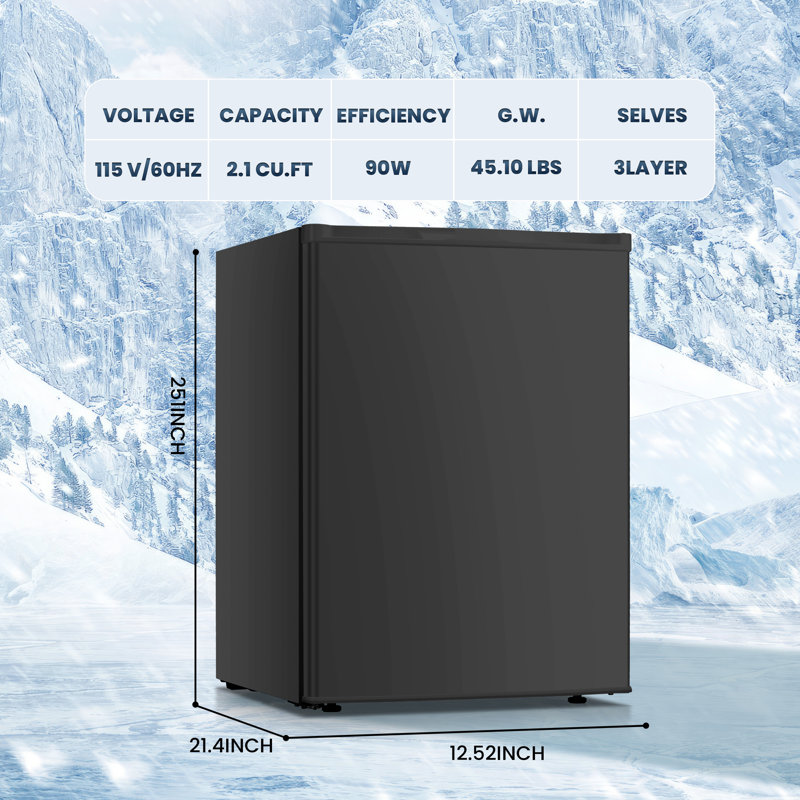 Upright Freezer, Energy Saving 2.1 Cu.ft Single Door Compact Upright Freezer With Reversible Door, Black
