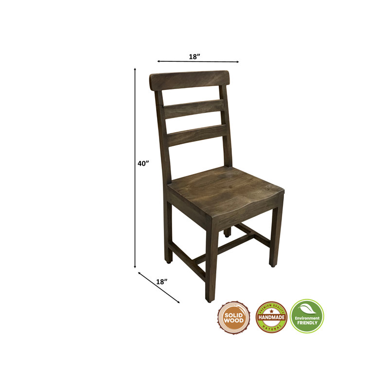 Broadmoor 18'' H Solid Wood Side Chair, Dark Brown