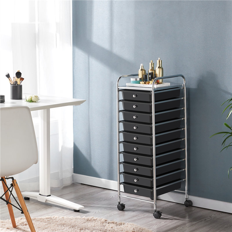 90.5cm H x 36.5cm W Utility Cart with Wheels, Black