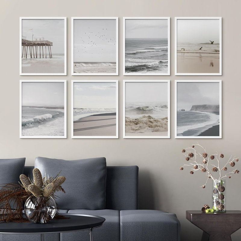 «Ocean Beach Seashore Coastals California Pier Nature», reproduction d'art sur papier 8 pièces, L 11 po x H 14 po