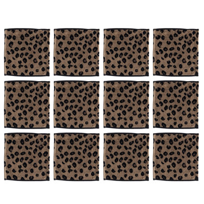 Essuie-mains en coton tissé avec motif léopard