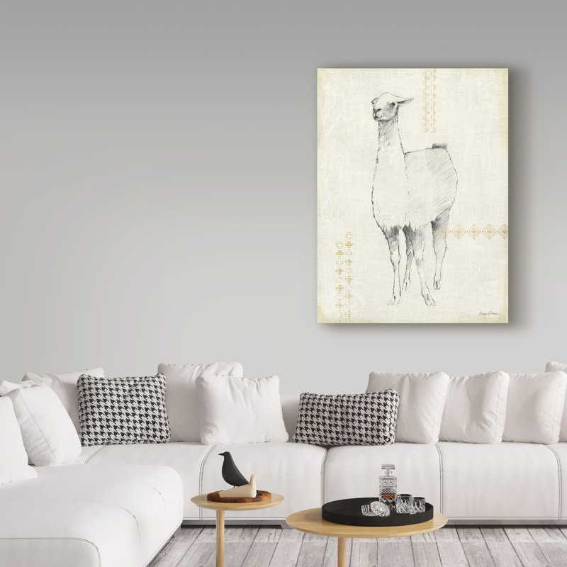 « llama land xii », art sur toile, H 19 po x l 14 po x P 2 po