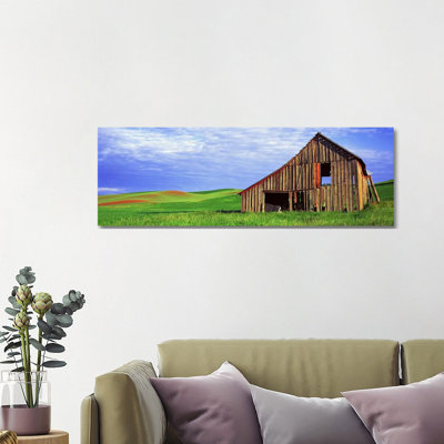 Dilapidated Barn In A Farm, Palouse, Whitman County, Washington State, USA - Wrapped Canvas Panoramic Print