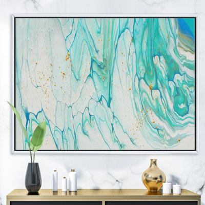 Bleu/blanc pastel/marbre doré-reproduction d’art sur toile