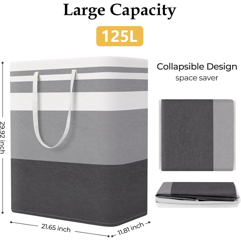 Grand panier à linge pliable avec poignée portable, panier à linge indépendant