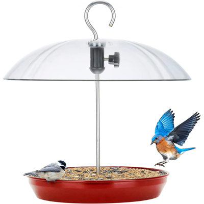 Metal Tray Bird Feeder With Dome Top(Red)
