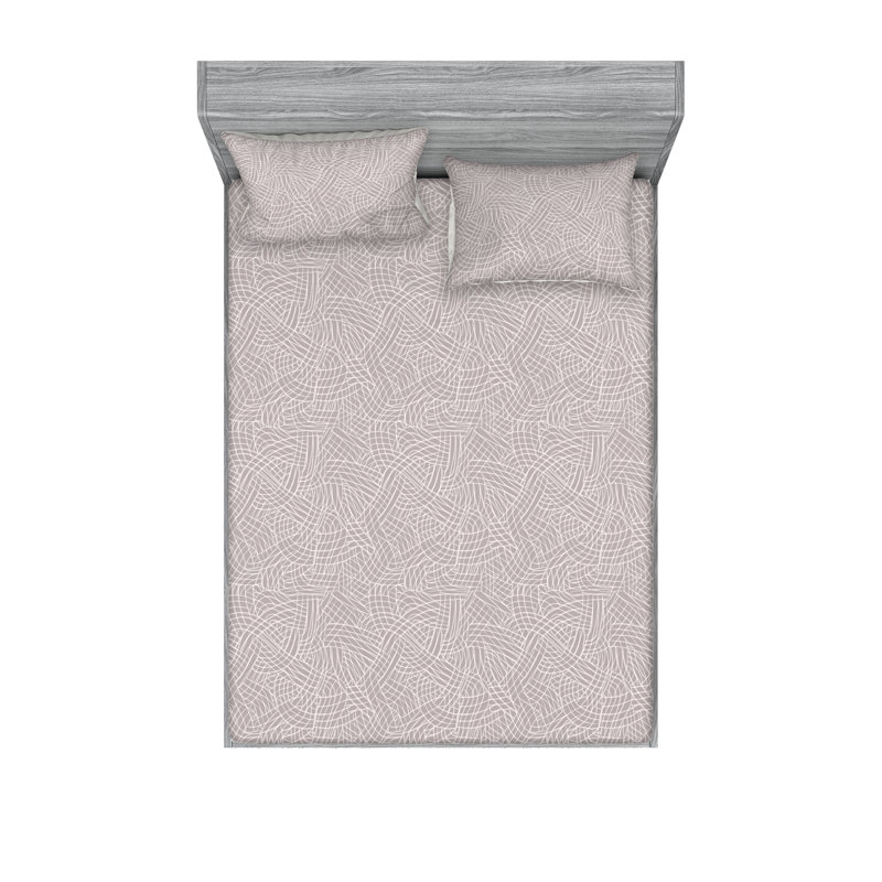 Drap-housse et taies décoratives 3 pièces Ambesonne, Bleu-mauve pâle, blanc / abstrait
