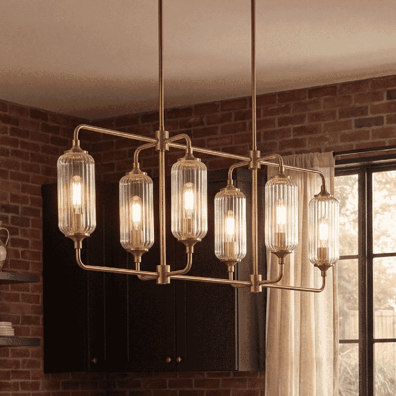 Lustre linéaire à 6 lumières Nunley, Laiton