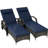 Rolling Outdoor Chairs,2 Reclining Chaise Lounge Chairs,With Cushion, Pillow, Headrest, Armrests, And Wheels-1202065308-1202065310