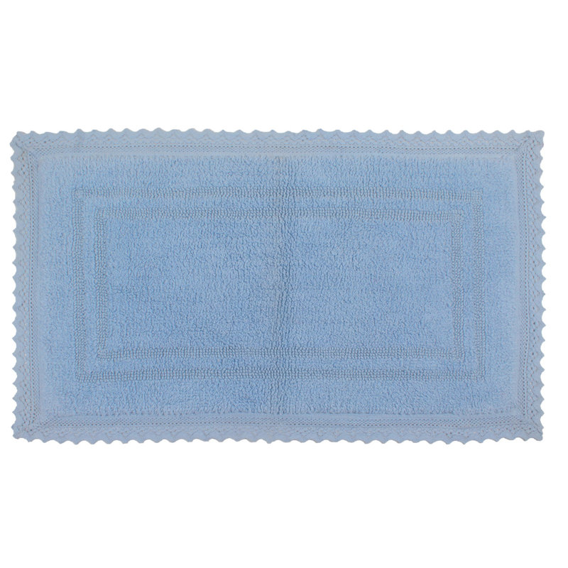 Opulent Absorbent Cotton Soft Bath Rug, 24" W x 40" L, Blue