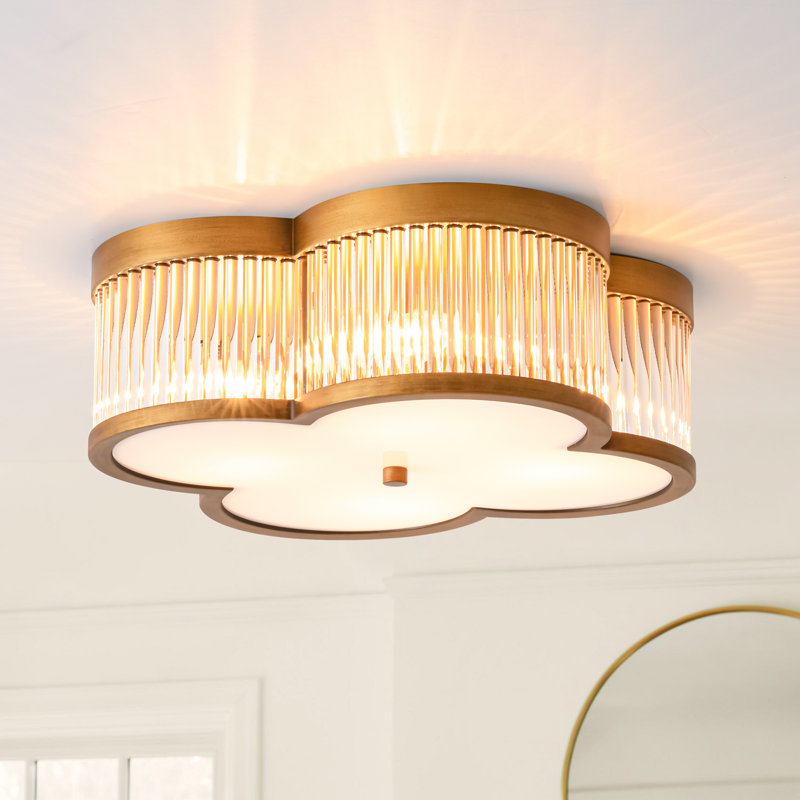 Plafonnier encastré moderne 4 lumières Clover, Laiton poli