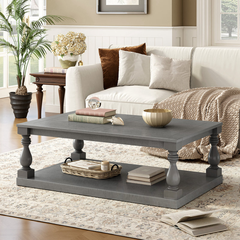 Table basse avec tablette inférieure, Gris