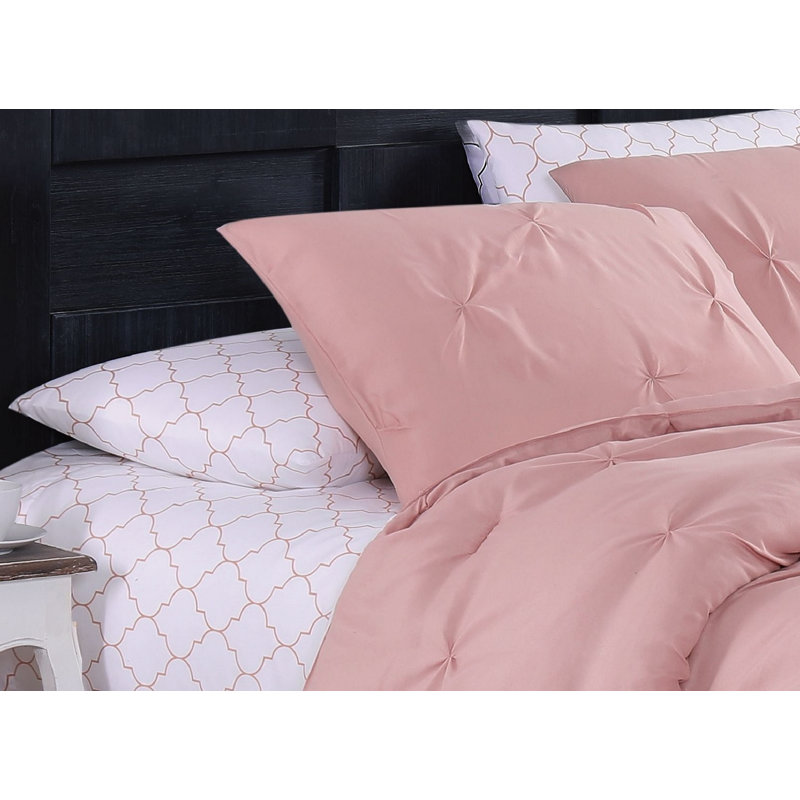 Ensemble d'édredon en microfibre , Rosé, Édredon de grande taille et 6 pièces supplément