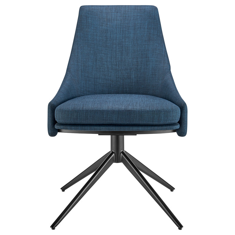 Chaise d'appoint Elkader en tissu bleu avec base en acier noir - ensemble de 1, Bleu