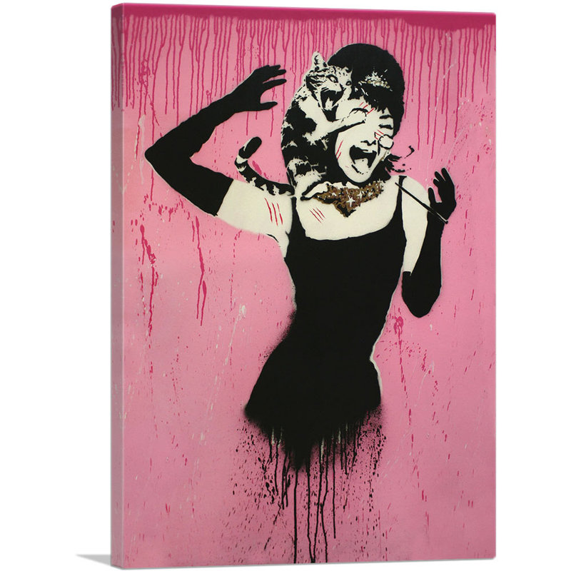 «Audrey Hepburn Attacked by Cat» par Banksy, reproduction d'art sur toile tendue, H 18 po x l 12 po x P 1,5 po