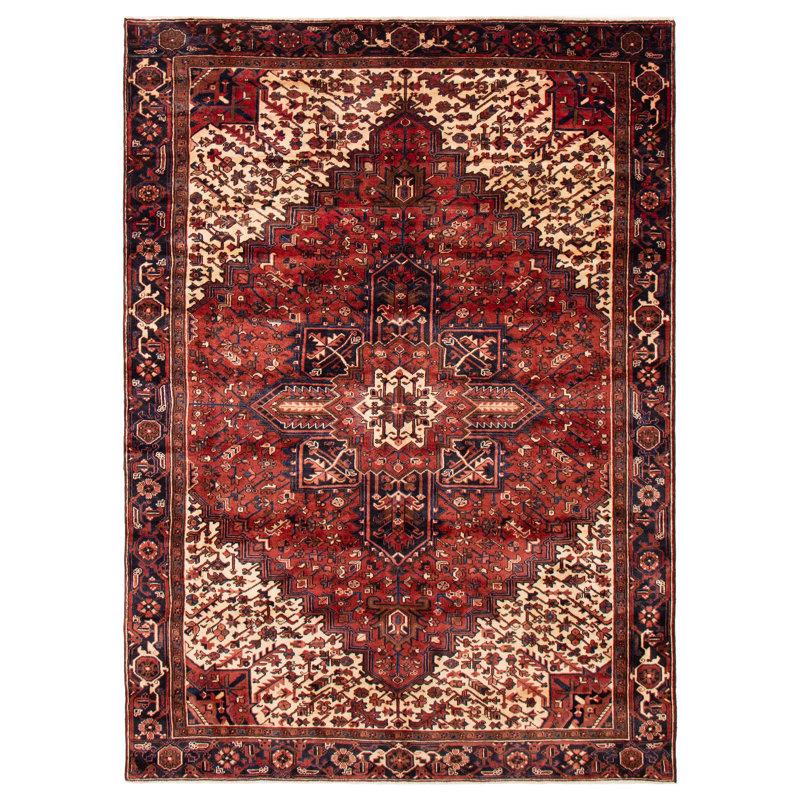 Tapis rouge en laine des années 1990 7 pi 8 po x 10 pi 10 po Kascha