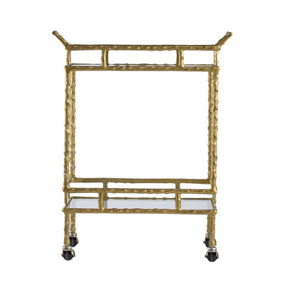 23.5x13.5x30" Twig Bar Cart, Antique Brass