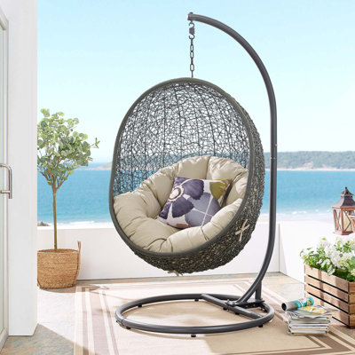 Modway Hide Outdoor Patio Sunbrella Swing Chair with Stand